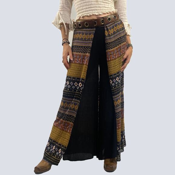 Earthbound Bohemian Slit Leg Wide Leg Boho Pants Sz Small - Picture 1 of 5